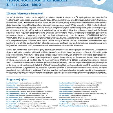 Konference Provoz vodovodů a kanalizací 3.11.-4.11.2026 Brno